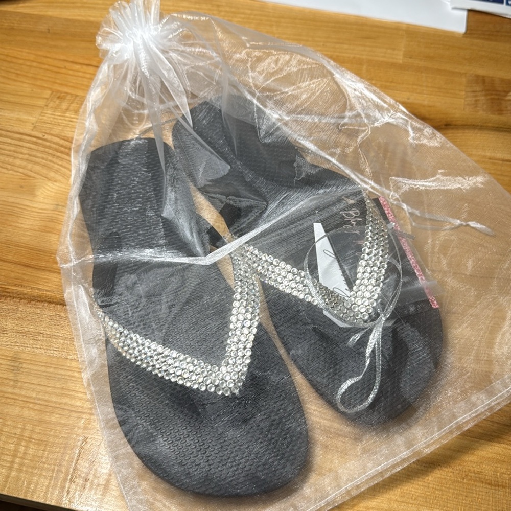 Havaianas Black Flip Flops with Swarovski crystals 9/10 - Picture 10 of 10